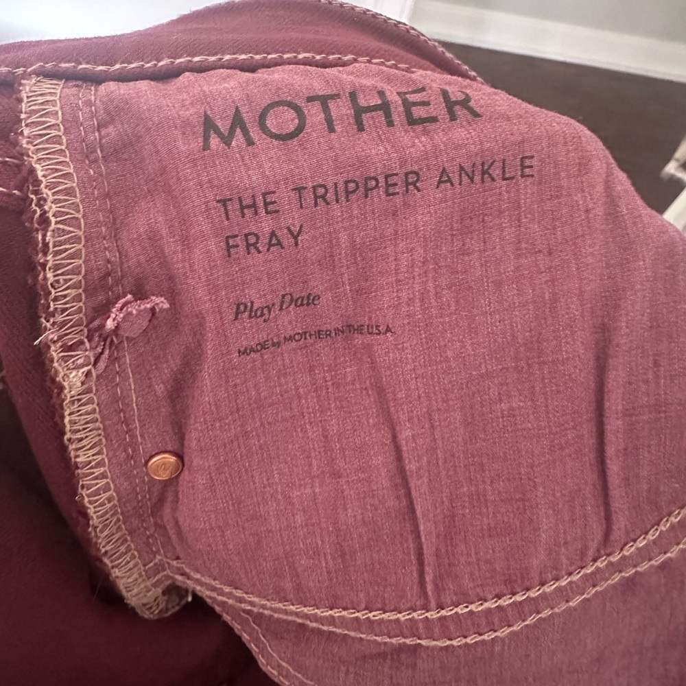 MOTHER Straight Leg Jeans in Burgundy - Picture 10 of 11